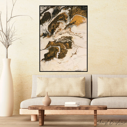 Golden Flow - Original Framed Art - By Sheryl Brighouse